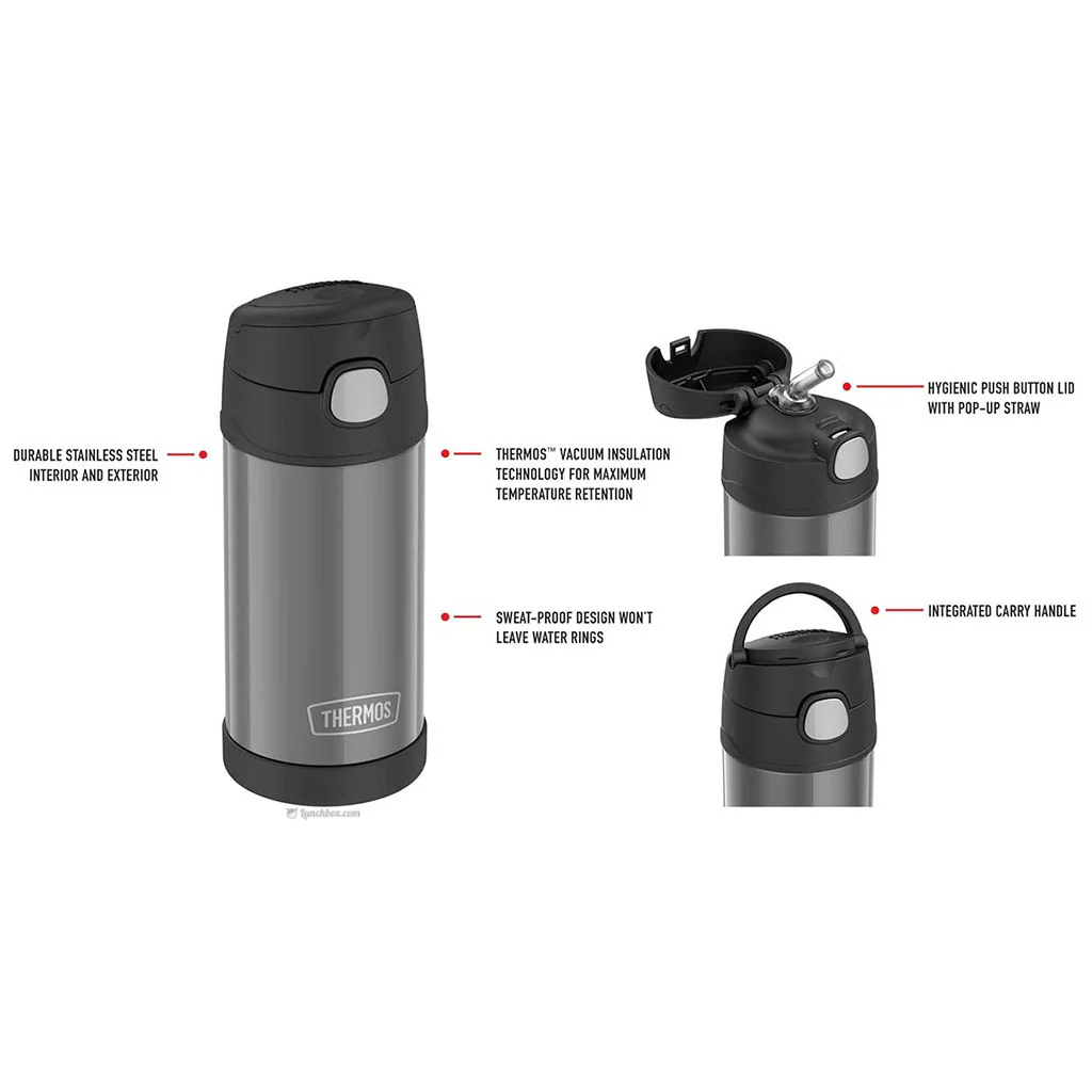 Kids Drink Thermos Bottle - Black - Image 3