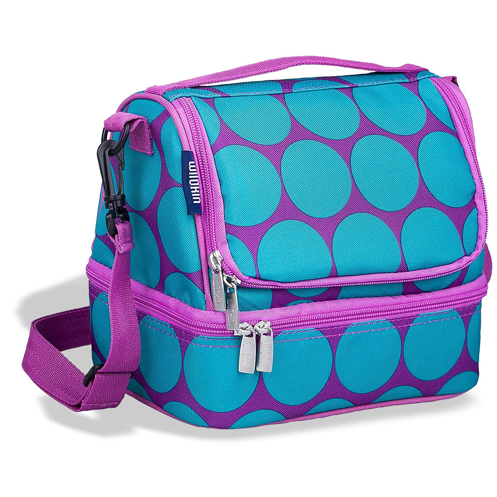 Double Decker Lunch Box - Big Dots Aqua