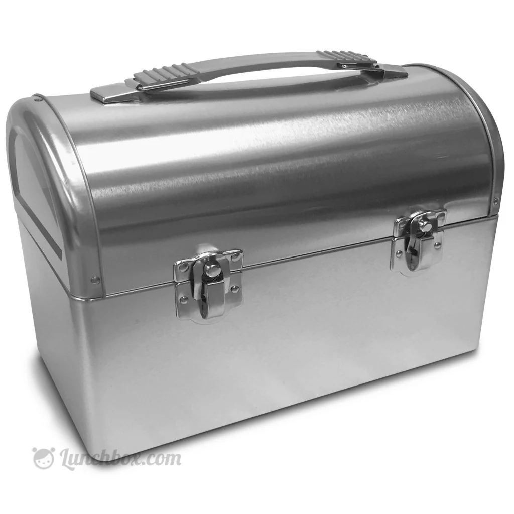 Plain Dome Lunch Box with Insulated Bottle - Silver - Image 3