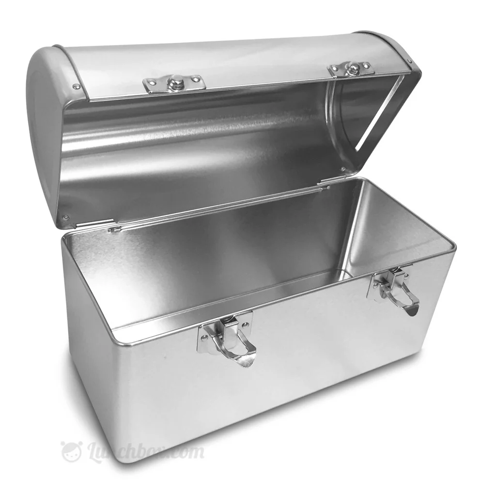 Plain Dome Lunch Box with Insulated Bottle - Silver - Image 5
