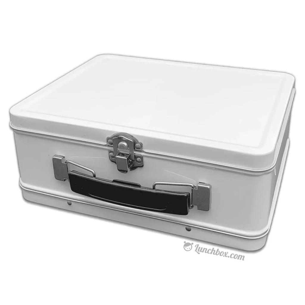 White Medium Plain Metal Lunch Boxes - Case of 36 - Image 4